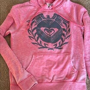 Roxy Pink With Gray Logo Graphic Sweater